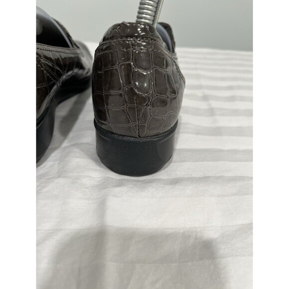 Clarks Women’s Croc Embossed Patent Edge Loafer Size 8M Brown.  Work Casual - Picture 8 of 11